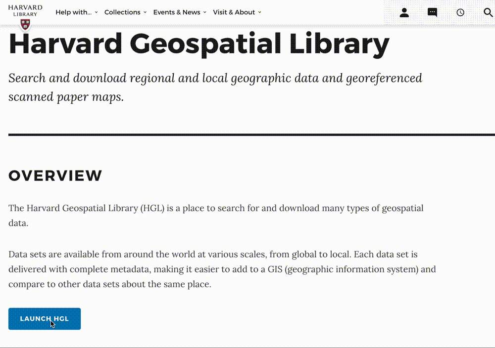 Screenshot from Harvard Geospatial Library