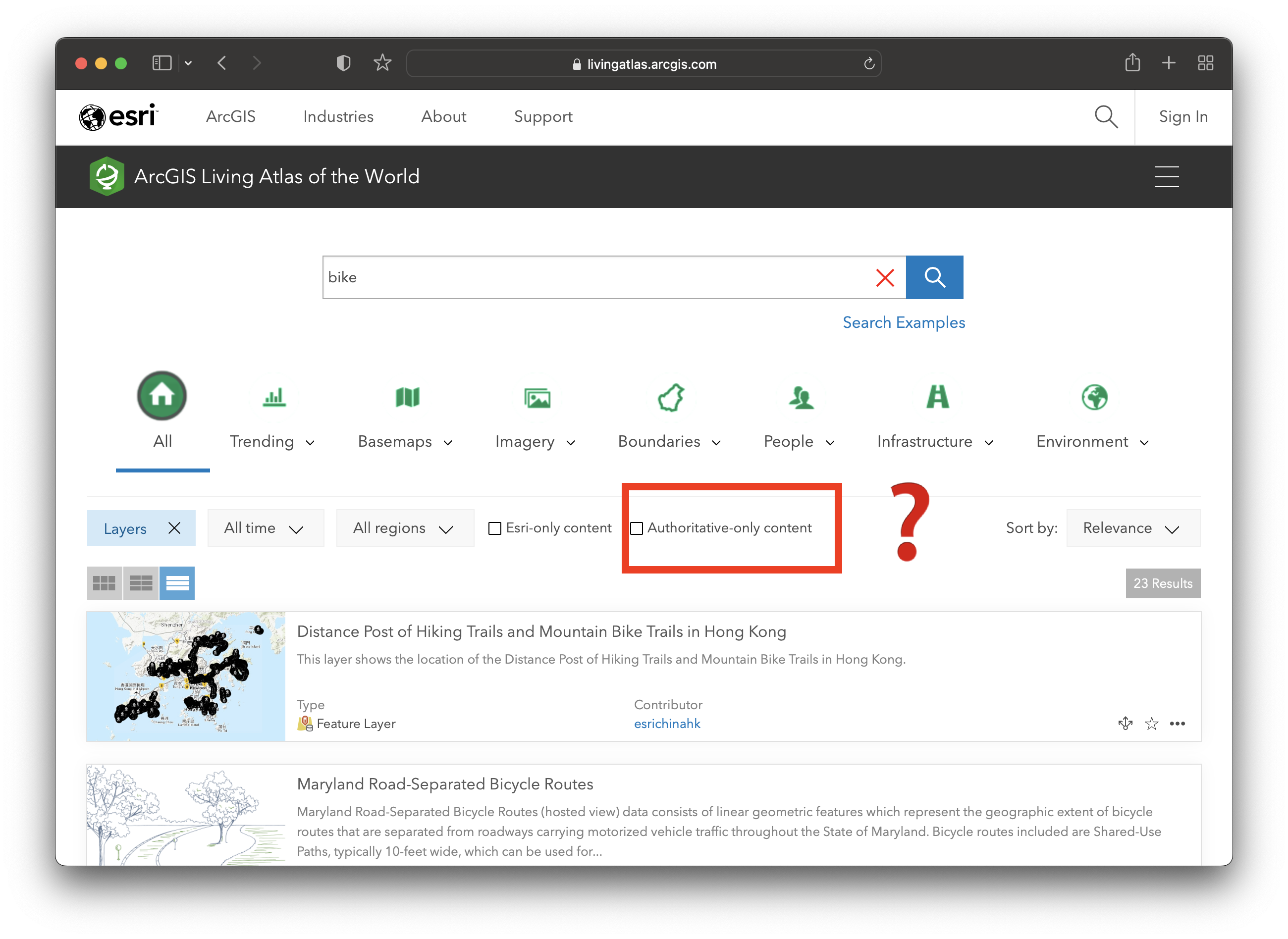 Screenshot of confusing provenance in ArcGIS Online Living Atlas