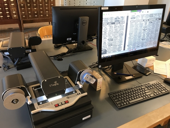 Photo of a microfilm reader