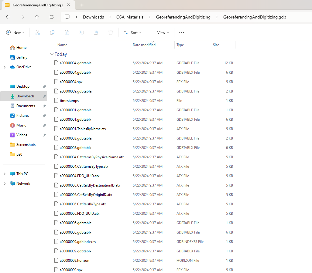 file geodatabase file structure