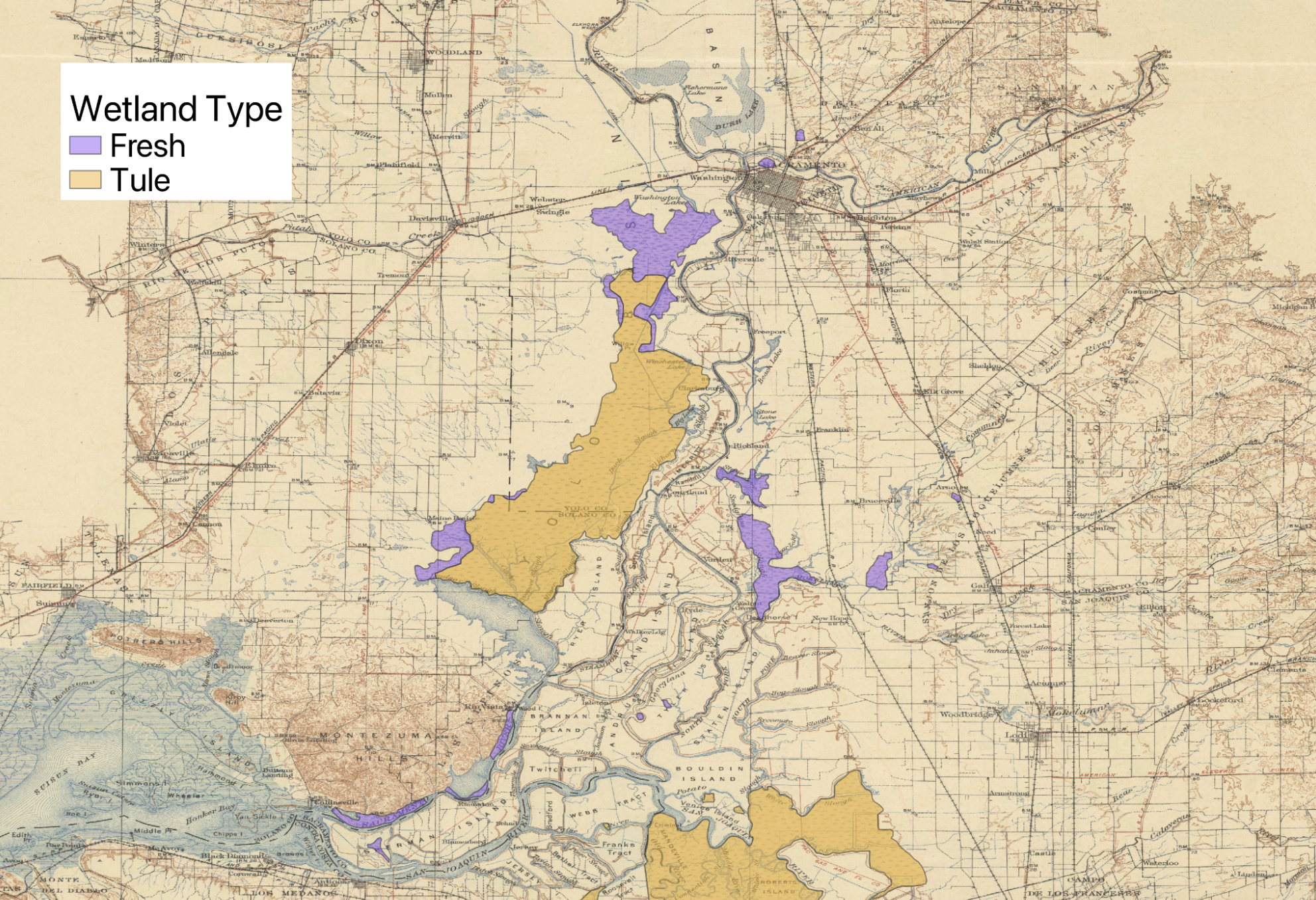 map of wetland types