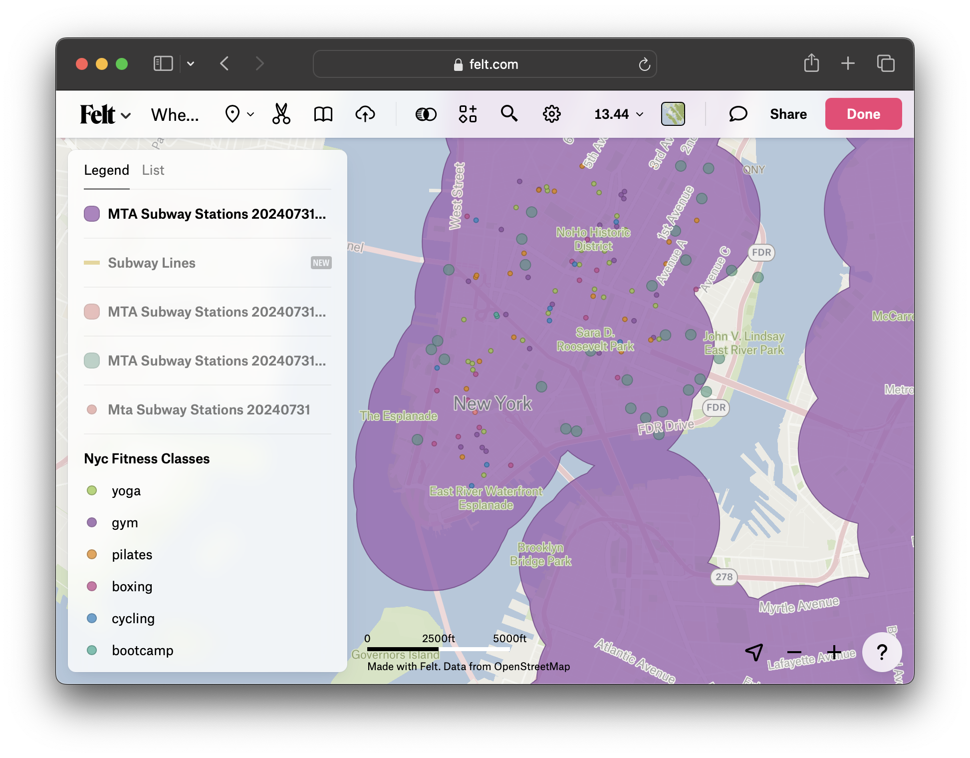 Spatial analysis in Felt