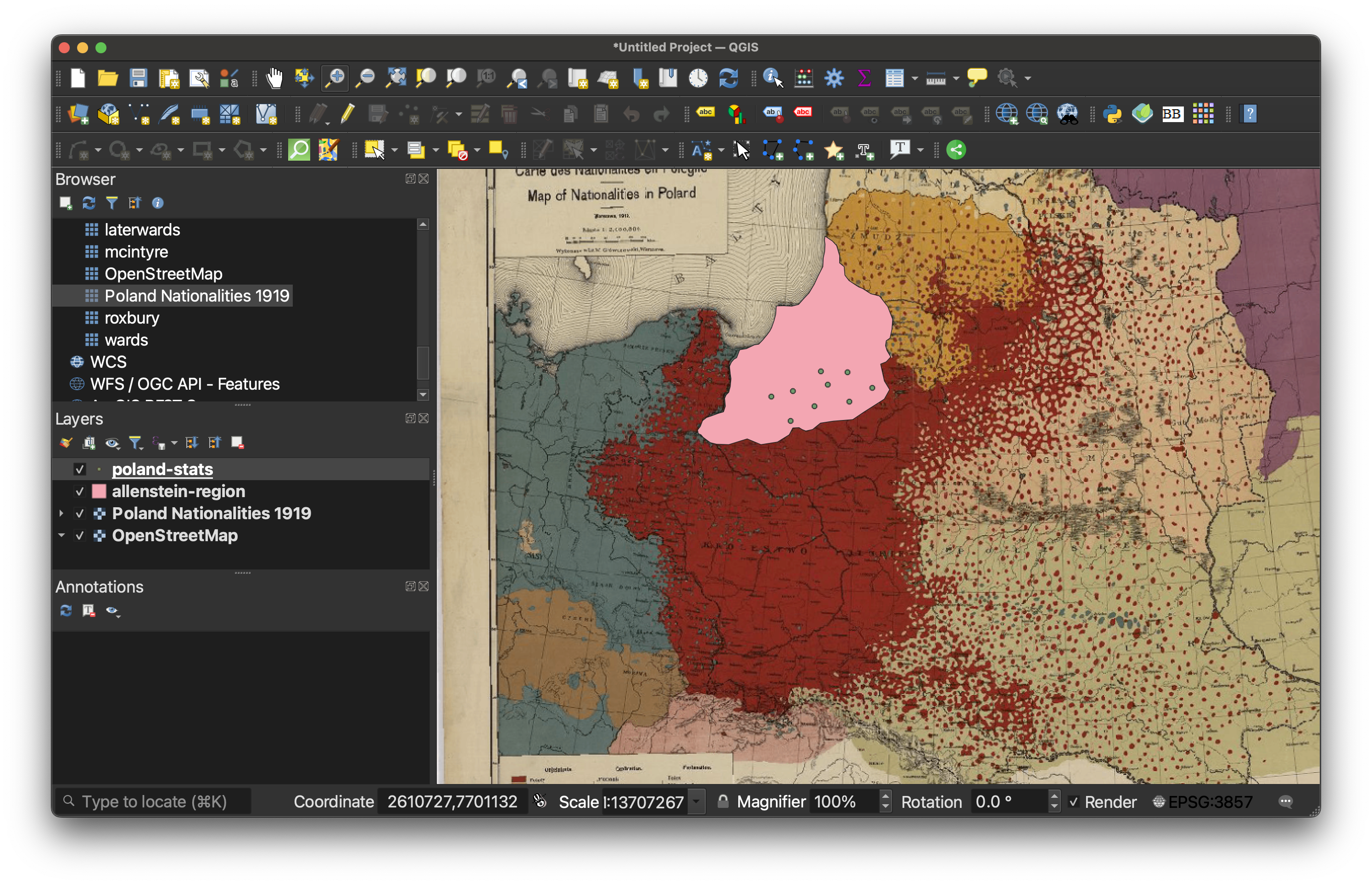 Screenshot of the QGIS document showing all three layers