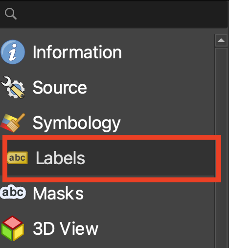 Screenshot of the Label tab in the Layer Properties menu