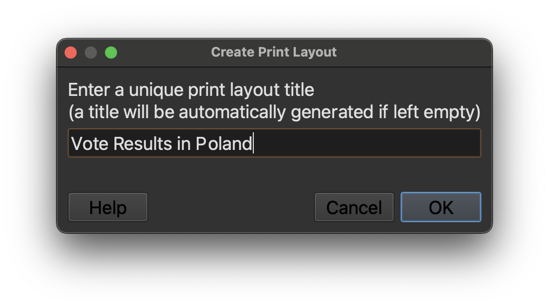 Screenshot of the QGIS interface, with a new print layout titled “Vote Results in Poland”