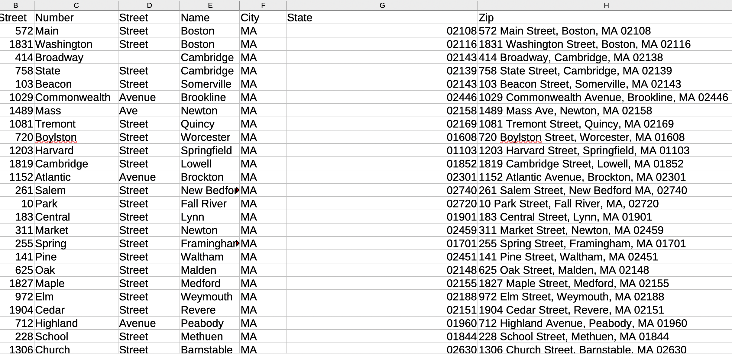 Example dataset