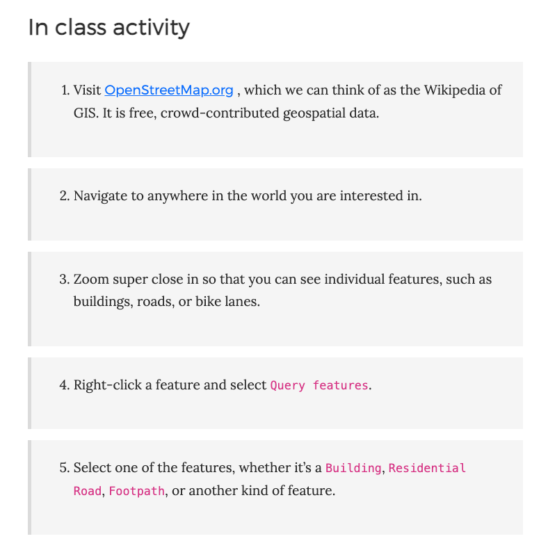 instructions for an in-class activity
